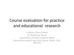 Course evaluation for practice, educational research