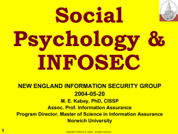 Social Psychology and INFOSEC