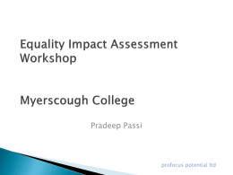 Equality Impact Assessment Workshop Myerscough College