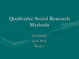 Qualitative social research methods SOCP0062 Karen