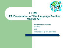 Presentation of the kit - European Centre for Modern Languages