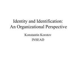 Identity and Identification: Organizational Perspective