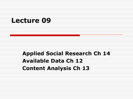 2015 Lecture 09 Chapters 12 13 14 15 Evaluation and