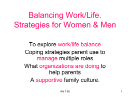 Balancing Work/Life. Strategies for Women & Men