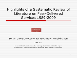 Highlights of the Systematic Review of Peer