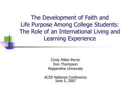 The Development of Faith and Life Purpose Among College