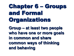 Chapter 6 – Groups and Formal Organizations