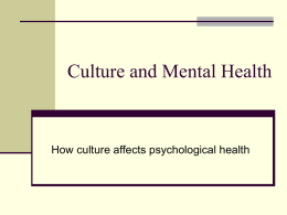 Cultural Influences on Mental Health