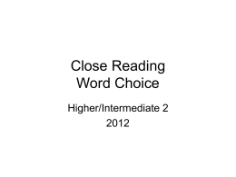 Close Reading Word Choice