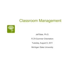Classroom Management - Michigan State University
