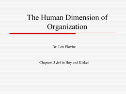 Chapter 5 The Human Dimension of Organization