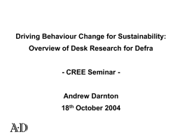 Driving Behaviour Change for Sustainability