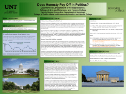 Does Honesty Pay Off in Politics? Lisa McAlister, Department of