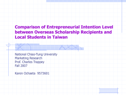 Comparison of Entrepreneurial Intention Level between Overseas