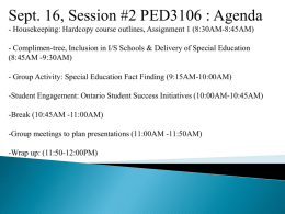 Special Education in Ontario - Exceptional Students PED3106 R