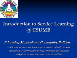 Introduction to Service Learning Workshop