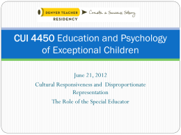 CUI 4450 Education and Psychology of Exceptional Children