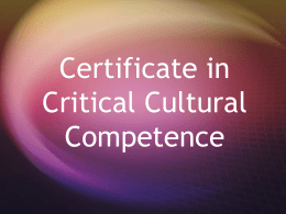 Certificate in Critical Cultural Competence