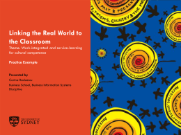 Linking the Real World to the Classroom Theme: Work