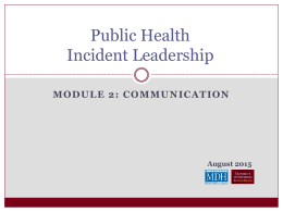 Public Health Incident Leadership Training