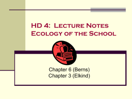 HD 4: Lecture Notes Ecology of the School