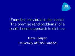 Dave Harper: From the individual to the social