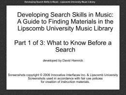 Developing Search Skills in Music: Lipscomb University