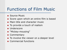 Functions of Film Music - University of Richmond