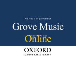 Guided Tour - Oxford Music Online