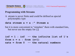 Programming with Streams - Department of Computer Science