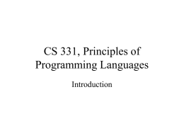 CS 331, Principles of Programming Languages