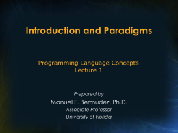 Introduction and Paradigms
