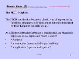 SECD Machine - Department of Computer Science
