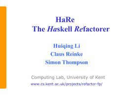 The Implementation of HaRe