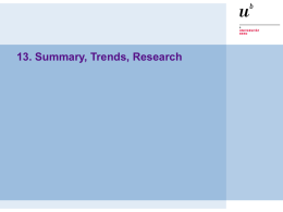 13. Summary, Trends, Research