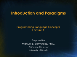 Lecture - 01: Introduction and Paradigms