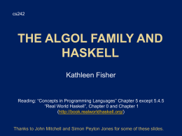 Algol Family and Introduction to Haskell
