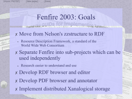 Fenfire 2003: Goals Move from Nelson`s zzstructure to RDF