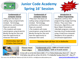 Junior Code Academy Spring 15* Session