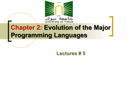 Chapter 2: Evolution of the Major Programming Languages Lectures