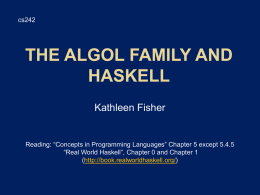 Algol Family and Introduction to Haskell