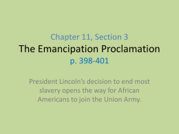 September 17, 1862 The Emancipation Proclamation