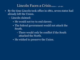 Lincoln Faces a Crisis - Morris Plains Schools