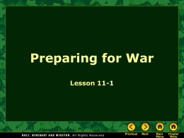 Chapter 11-1: Preparing For War