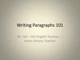 Writing Paragraphs 101