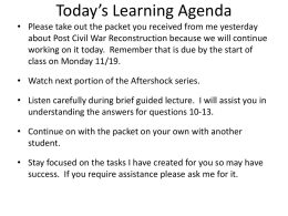 PPT regarding Reconstruction era in the United States