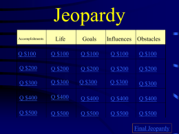 Jeopardy - Abraham Lincoln Database