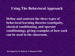 Behavioral Theories - Educational Psychology Interactive