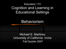 Behaviorism - UC Irvine, OpenCourseWare