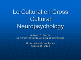 Lo Cultural en Cross Cultural Neuropsychology